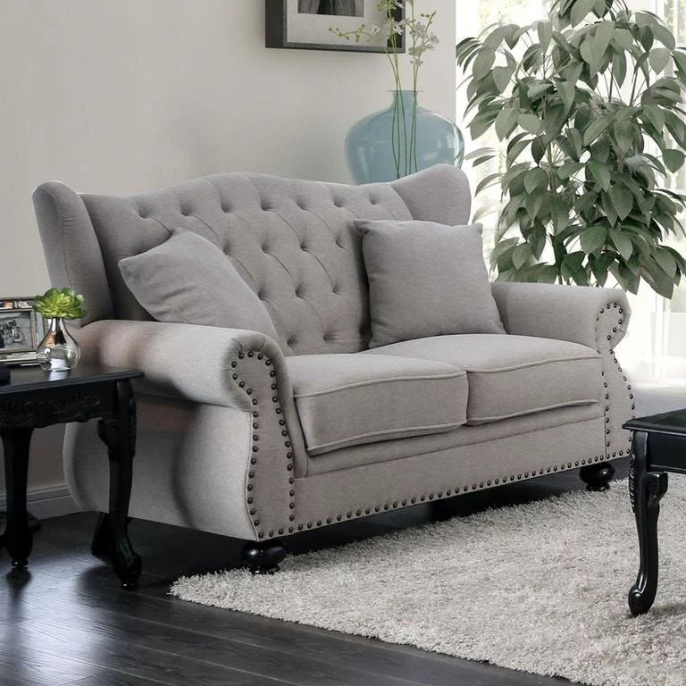 Light Gray Linen Living Room Set 3pcs H256141