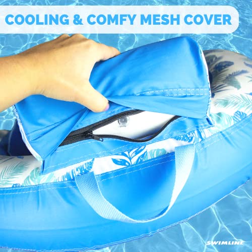 Inflatable Pool Lounger with Sling Seat, Back Rest, and Cup Holder I904518