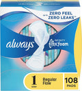 Unscented Regular Absorbency Feminine Pads with Wings, 108 Count C583431