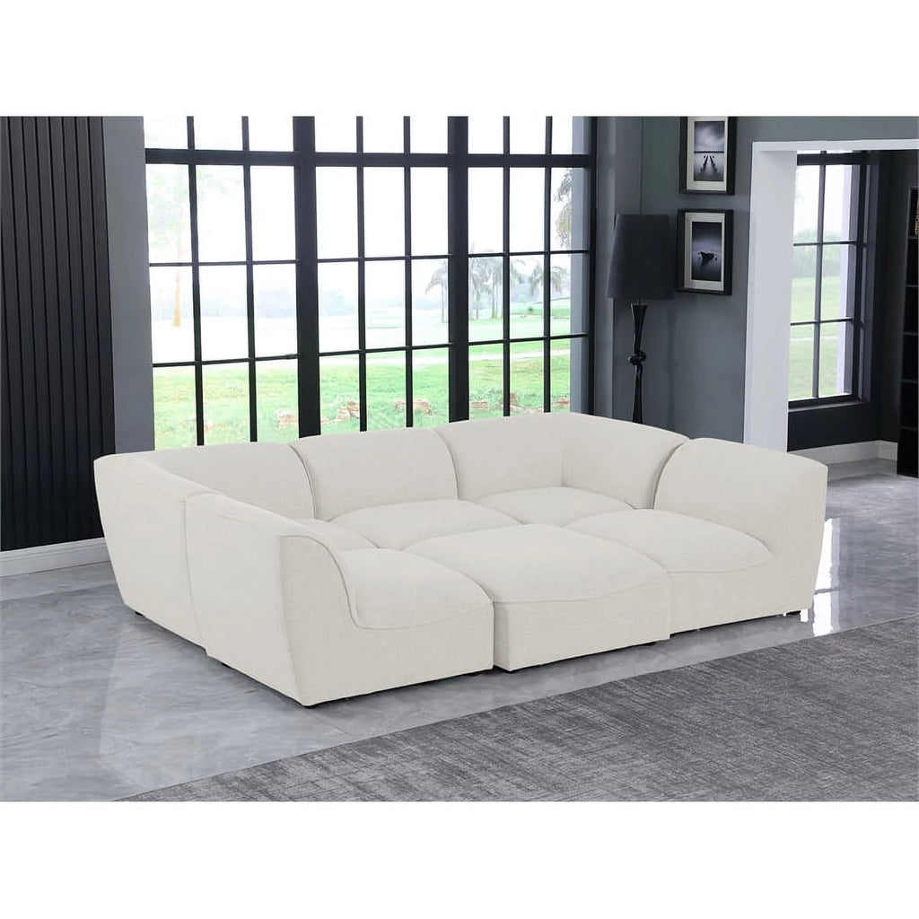 Cream Linen Textured Modular Sectional E51614