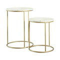 White & Gold Marble Top Nesting End Table Set V536