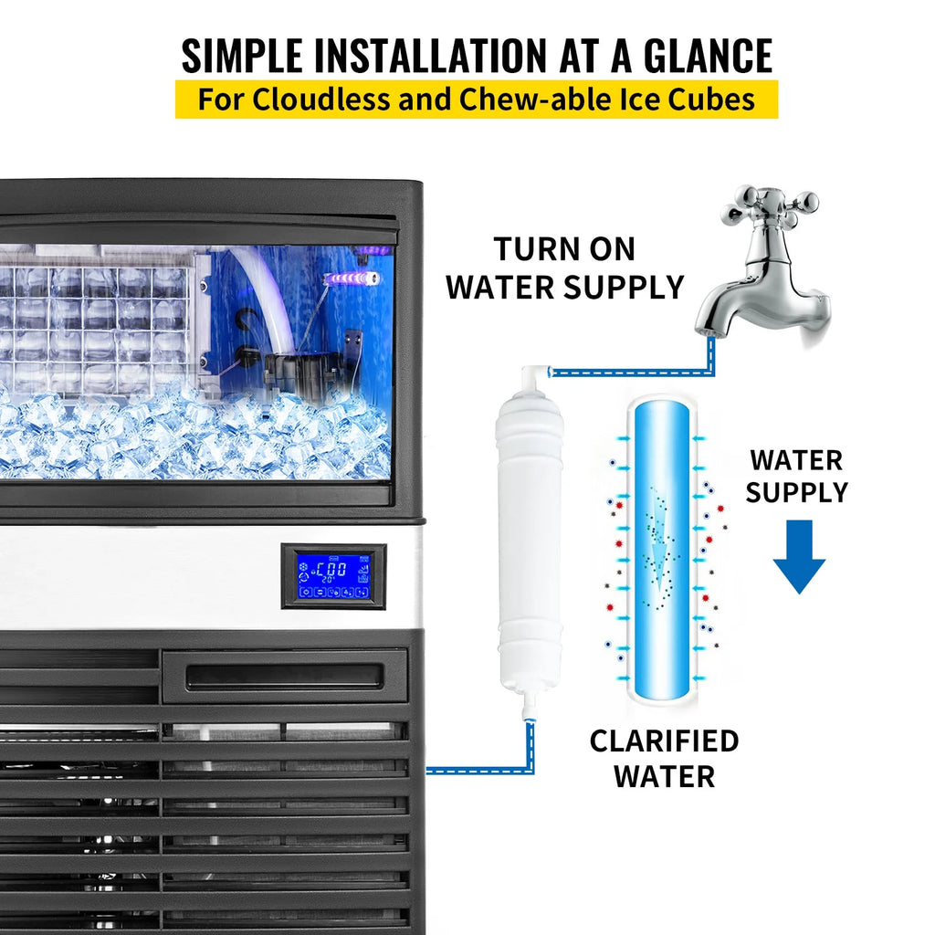 Commercial Ice Maker 155lbs/24h with 44lbs Bin Stainless Steel Z73640