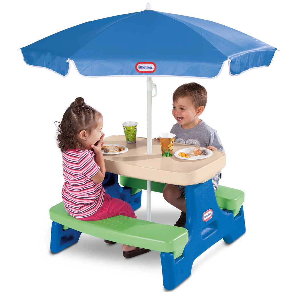 Blue & Green Kids Play Table with Umbrella R7184