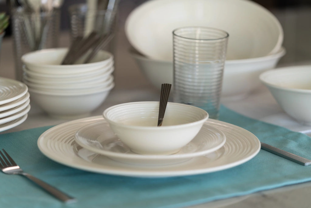 White 62-Piece Stoneware Dinnerware Set W788336