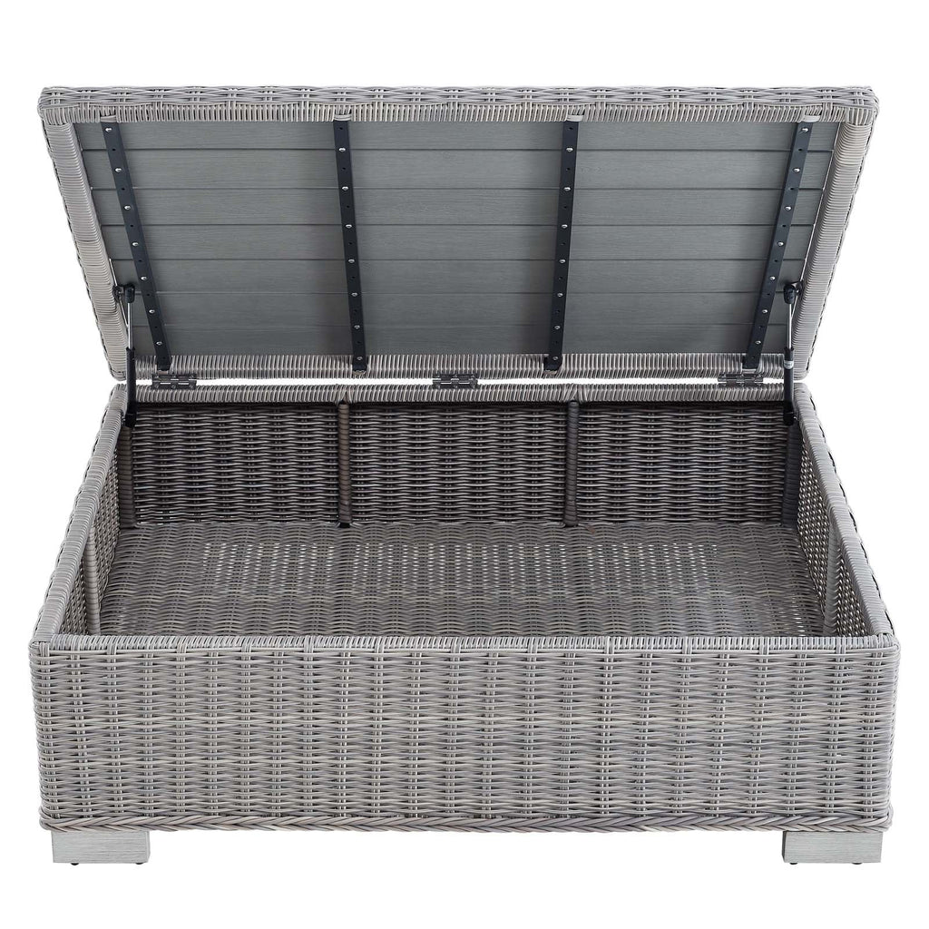 45" Light Gray Wicker Rattan Outdoor Coffee Table V99620