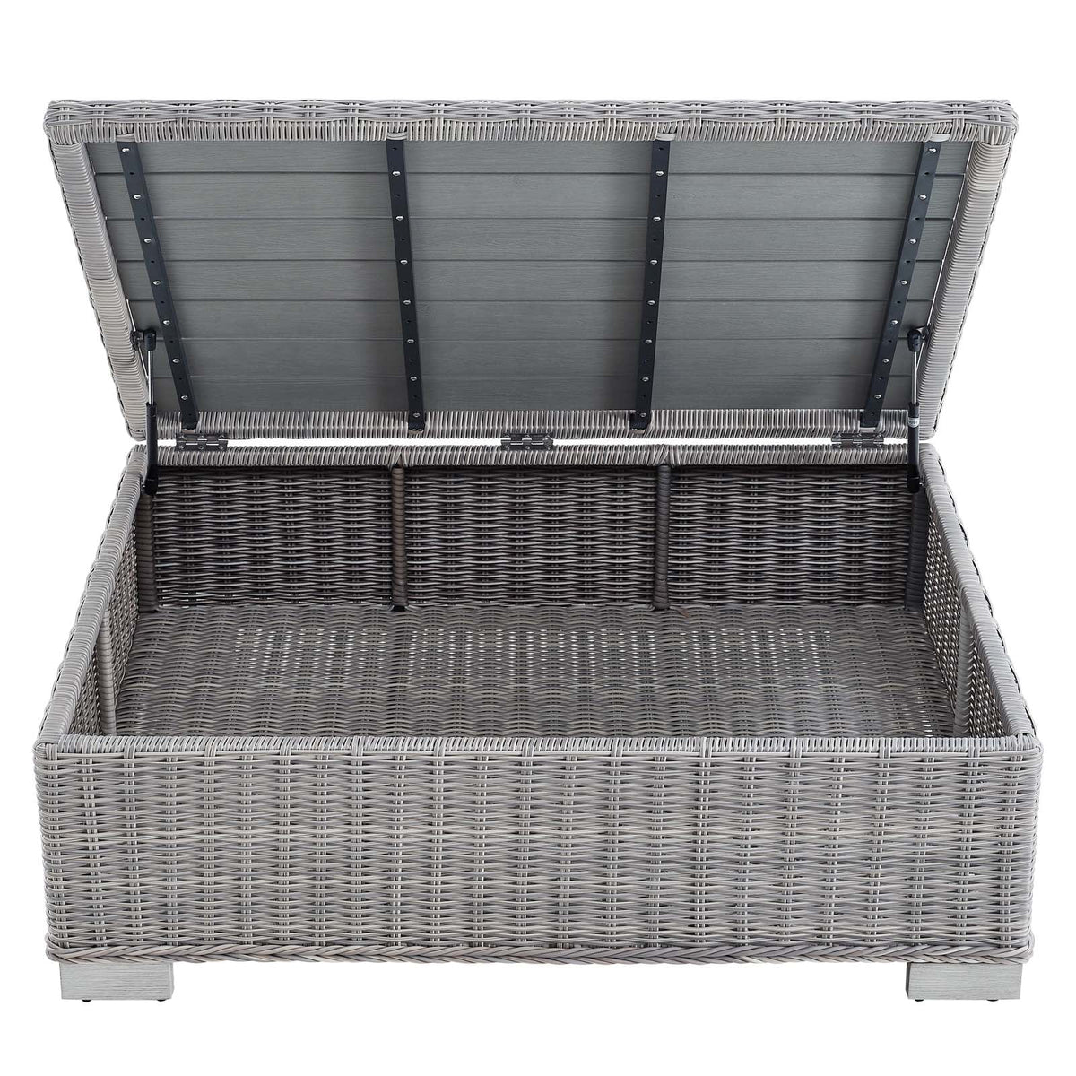 45" Light Gray Wicker Rattan Outdoor Coffee Table V99620