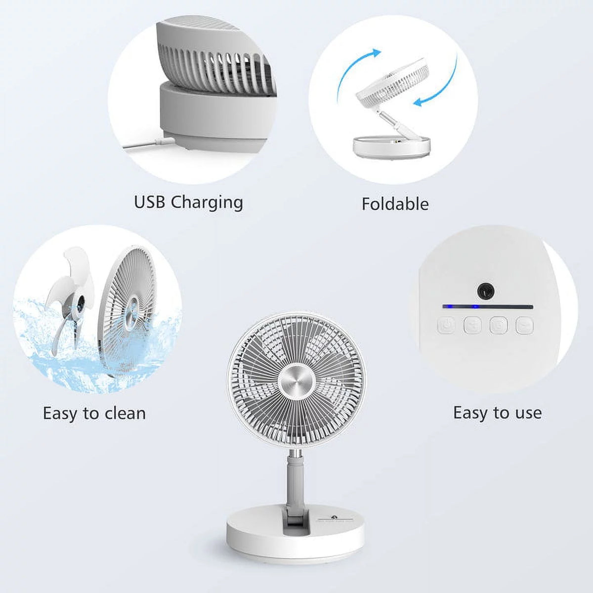 Foldable Portable Adjustable Oscillating Standing Fan P473396
