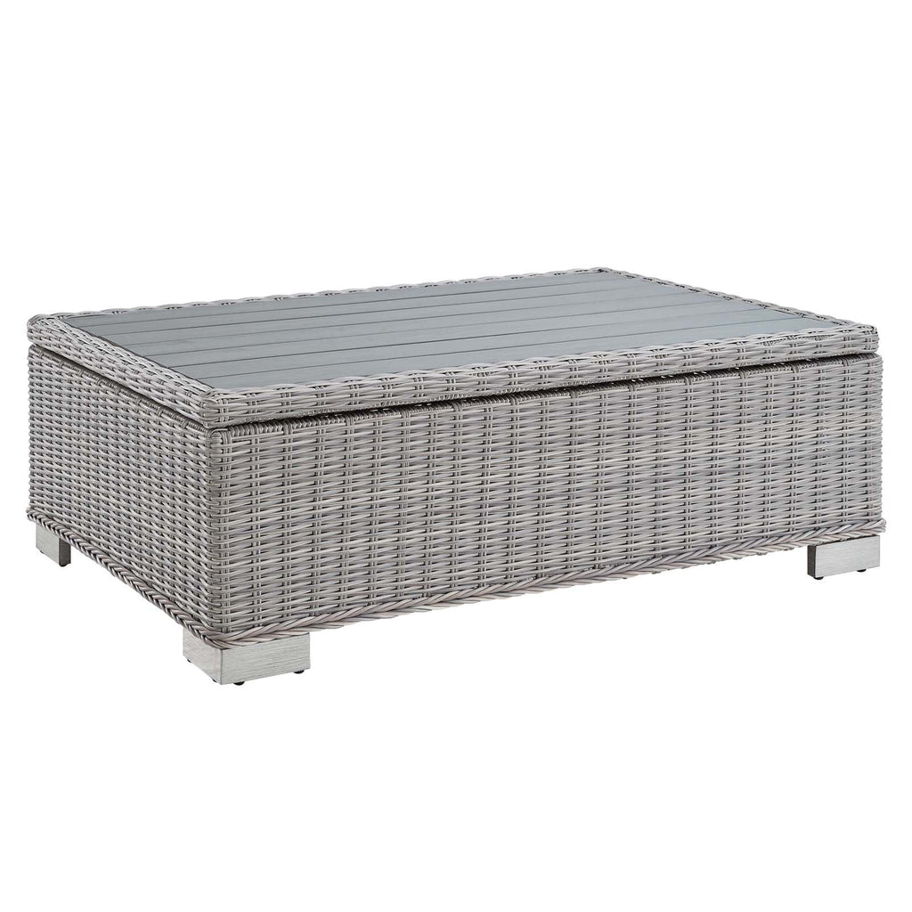 45" Light Gray Wicker Rattan Outdoor Coffee Table V99620