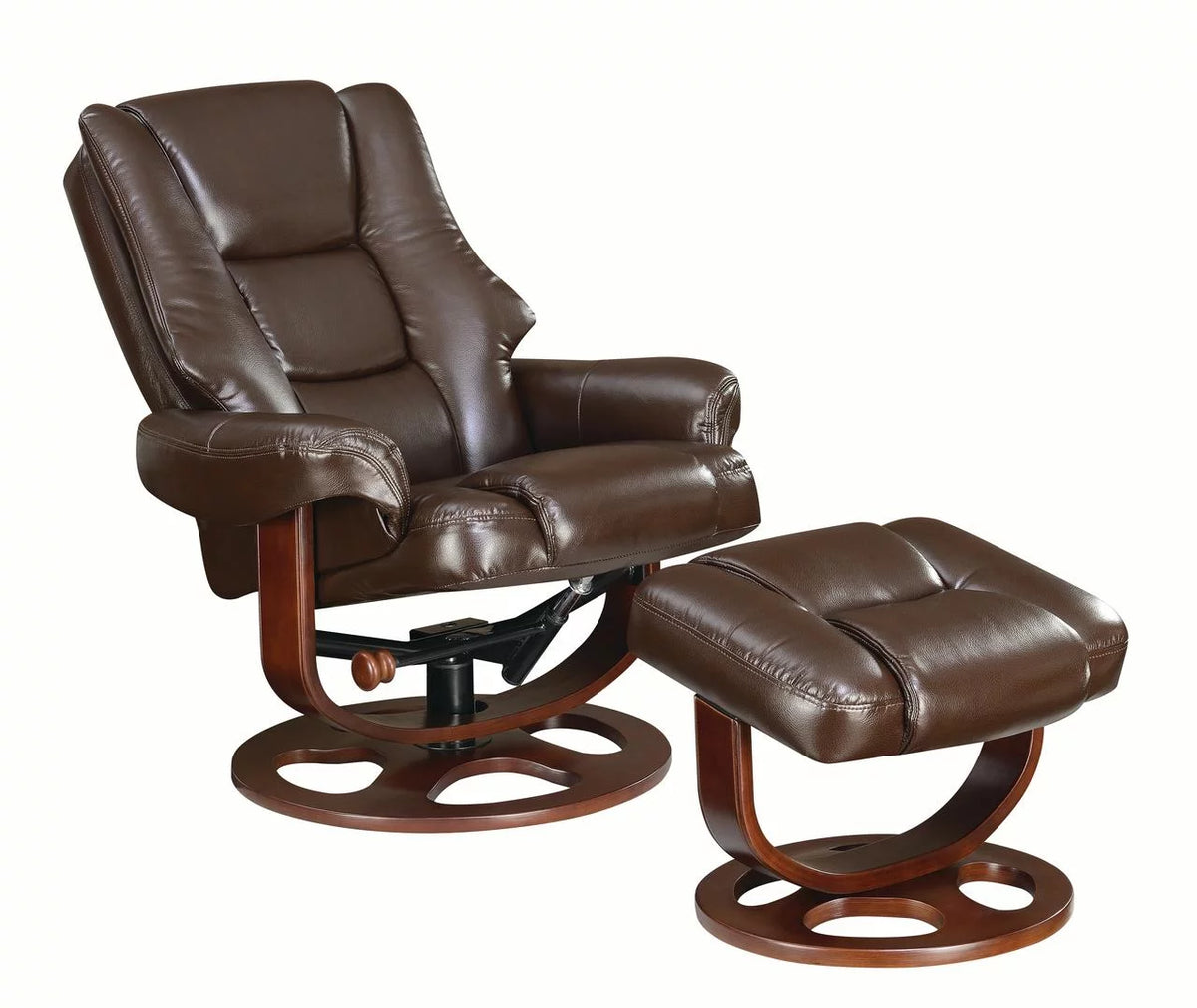 Upholstered Reclining Chair with Ottoman Brown R418