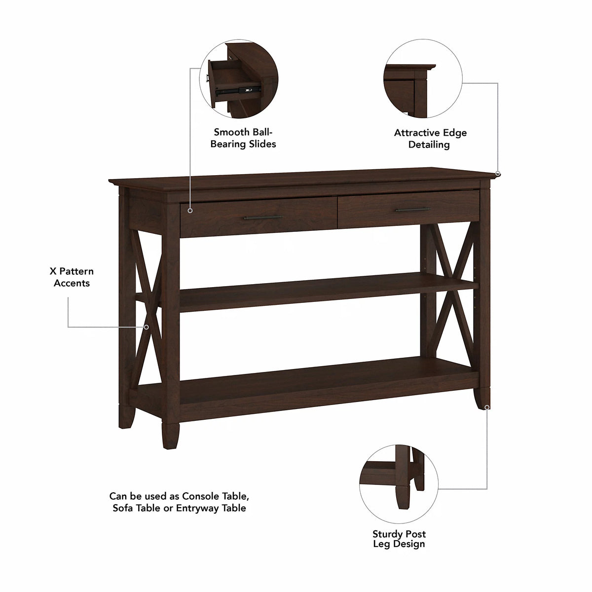 Bing Cherry Console Table with Drawers and Shelves Z30358