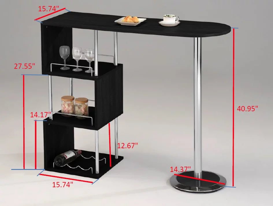 Modern Bistro Bar Table with Wine Rack L777