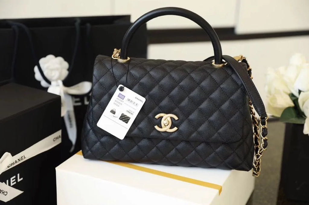 Large Black Flap Bag with Top Handle N701881