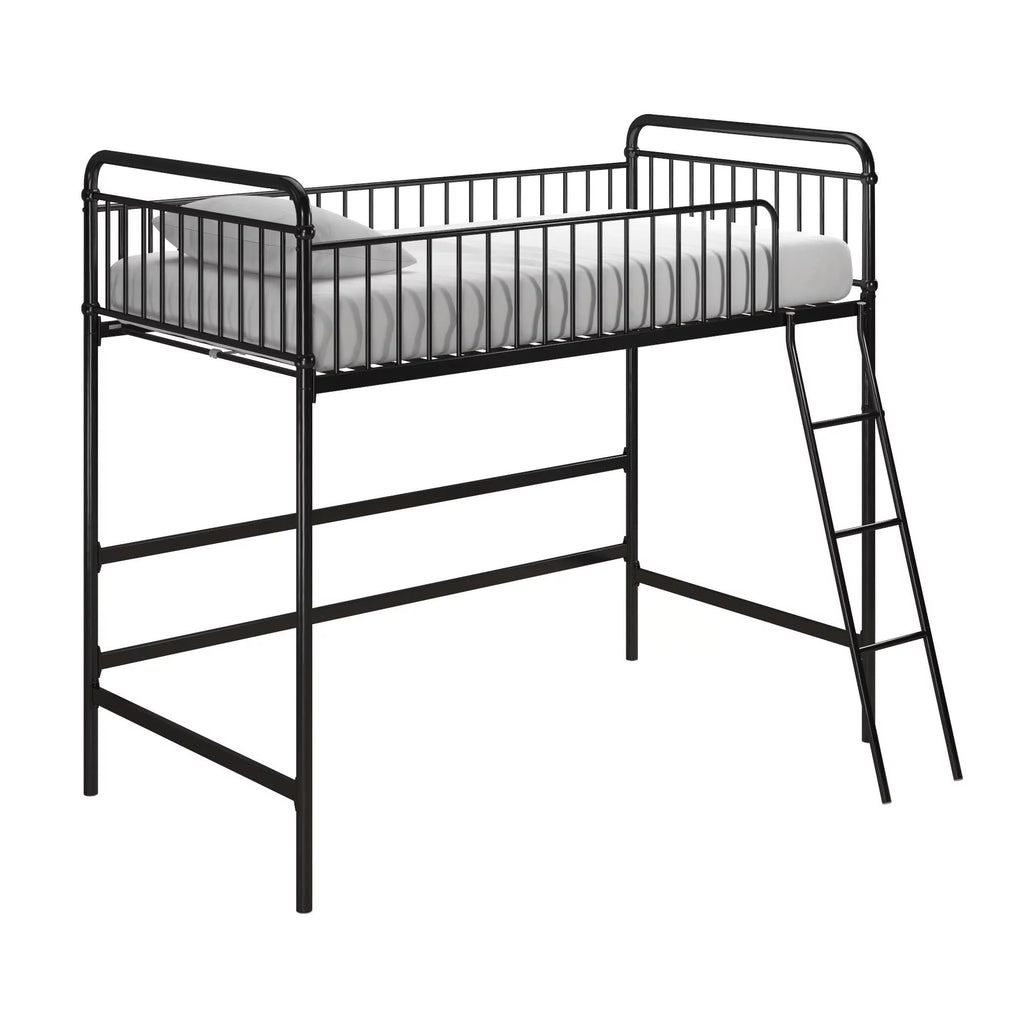 Black Twin Metal Loft Bed L3106