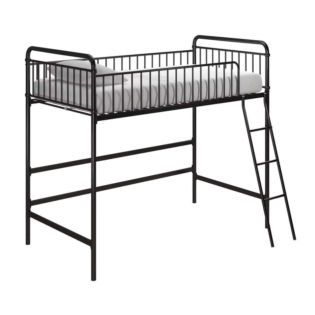 Black Twin Metal Loft Bed L3106
