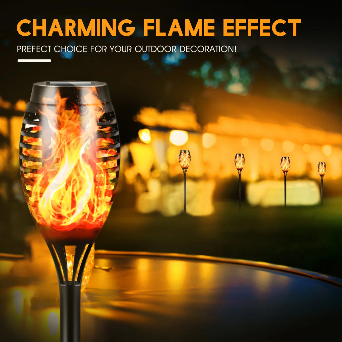 6 Packs LED Solar Torch Lights with Flickering Flame P5027