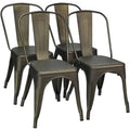 Set of 4 Stackable Metal Dining Side Chair L7476
